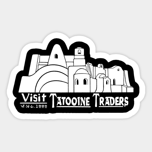 Tatooine Traders (white) Sticker by CKiefer_Draws